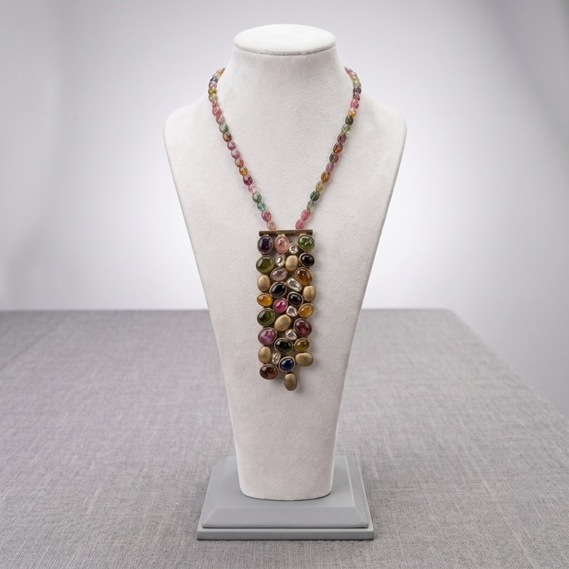 1 - Multi-Color Natural Tourmaline Statement Necklace
