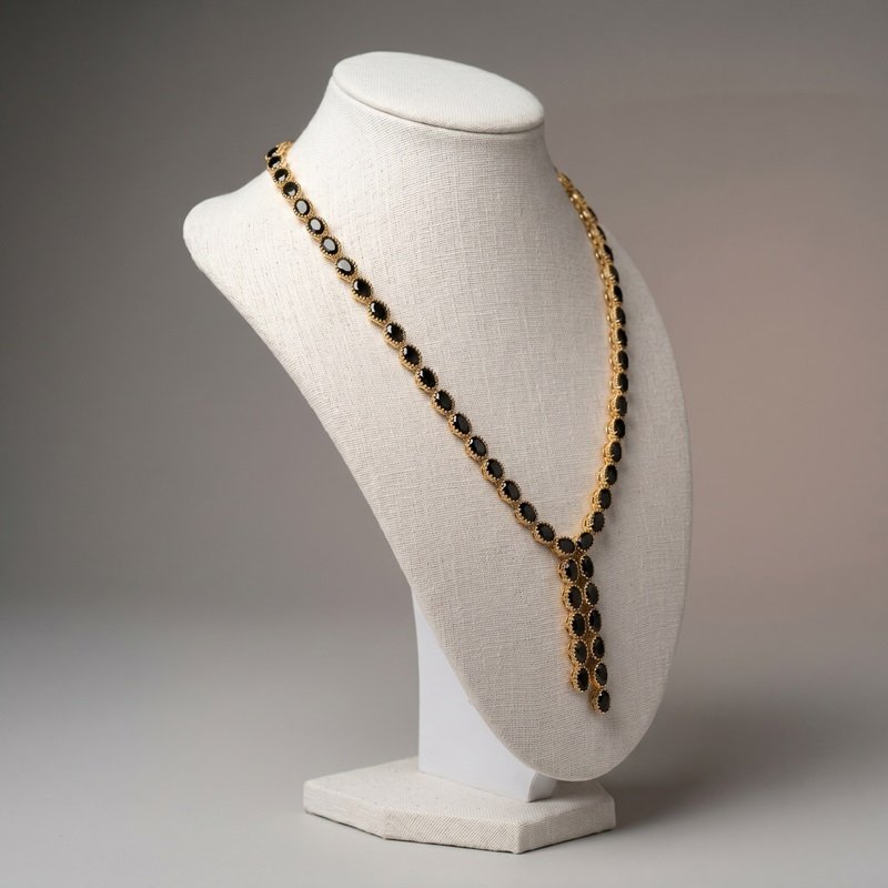 2 - Elegant Midnight Symphony Dark Blue Sapphire Y-Necklace