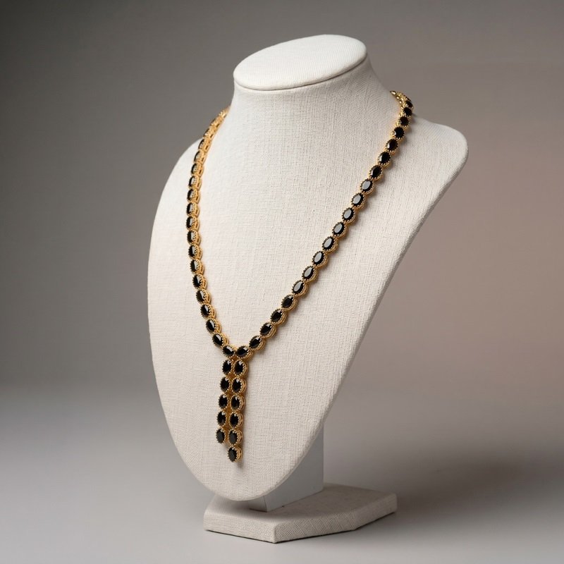 3 - Elegant Midnight Symphony Dark Blue Sapphire Y-Necklace