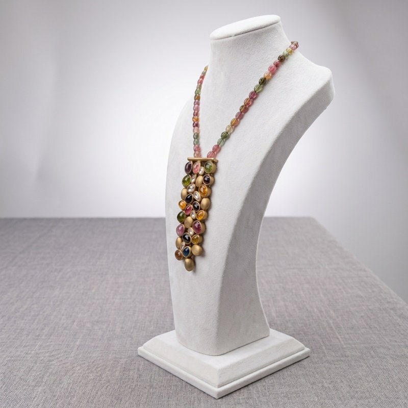 3 - Multi-Color Natural Tourmaline Statement Necklace