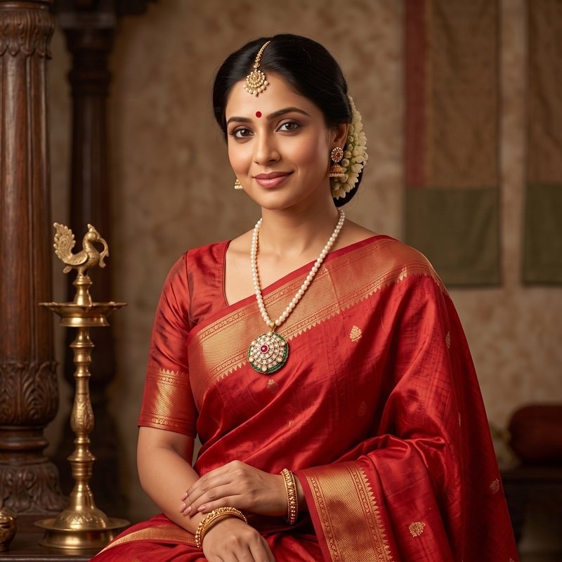 4 - Royal Heritage Polki Diamond & Pearl Necklace with Ruby & Emerald Halo Pendant
